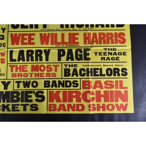 210 - Concert Poster - Cliff Richard, Wee Willy Harris, Larry Page, The Bachelors & Others - a scarce orig... 