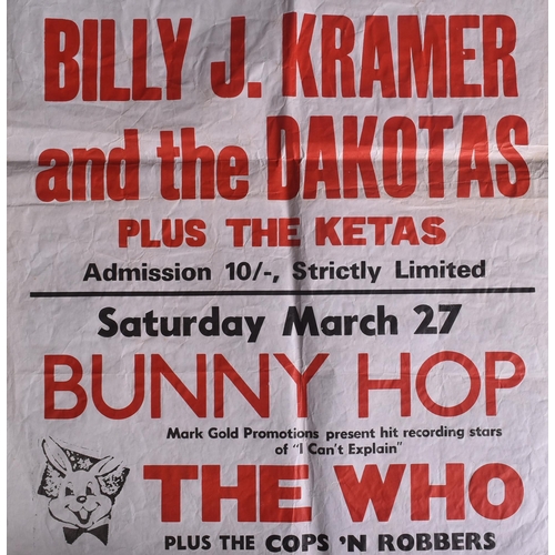 265 - Music Poster - ' Billy J. Kramer And The Dakotas ' also advertising 'The Who' to the lower section a... 