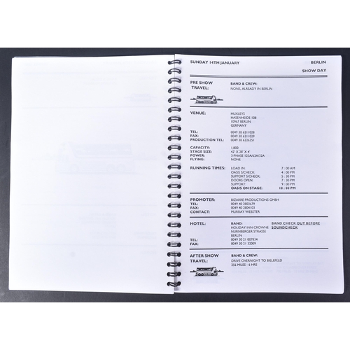 276 - Oasis - three 1990s tour itinerary booklets (as used by all crew), comprising; What's The Story Morn... 