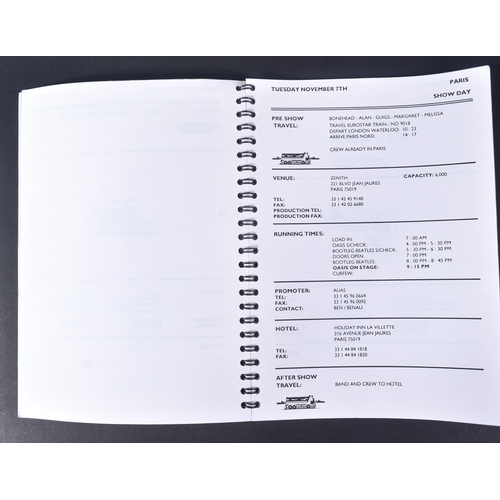 276 - Oasis - three 1990s tour itinerary booklets (as used by all crew), comprising; What's The Story Morn... 