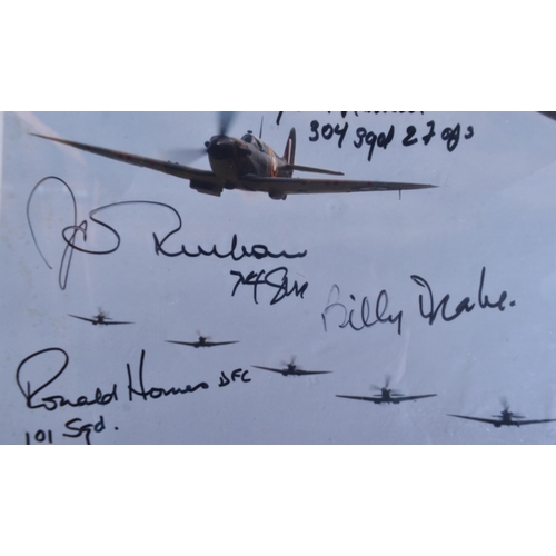 326 - WWII Second World War RAF Pilots / Crew - 'Battle Of Britain' - a multi-signed BoB print autographed... 