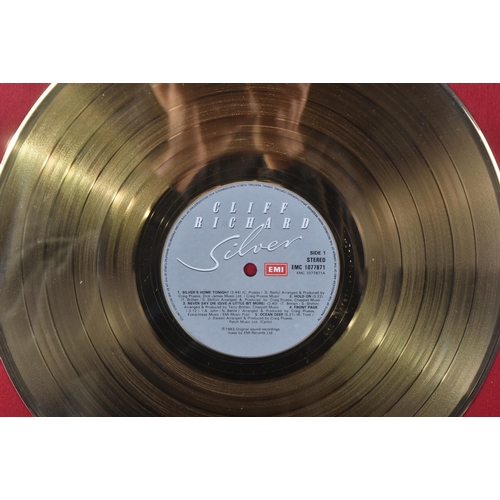 47 - Cliff Richard - Silver (1983 Album) - official presentation gold disc LP record ' Presented To Mayfa... 