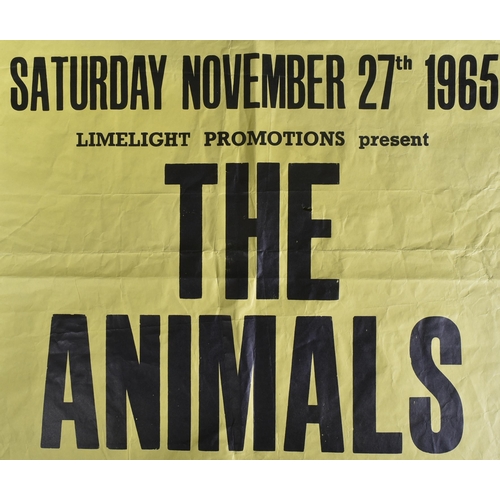 94 - Music Poster - ' The Animals plus Dave And The Strollers ' - November 27th 1965 at Rhodes Centre, Bi... 