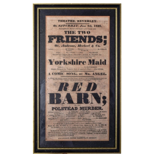 121 - Estate Of John Challis - Challis' personally owned George IV period 1829 theatre poster / flybill fo... 