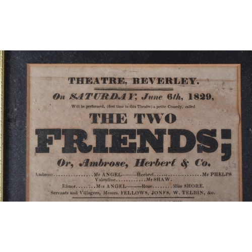 121 - Estate Of John Challis - Challis' personally owned George IV period 1829 theatre poster / flybill fo... 