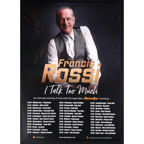 179 - Estate Of John Challis - Francis Rossi (Status Quo) - autographed mini-poster from Rossi's 'I Talk T... 