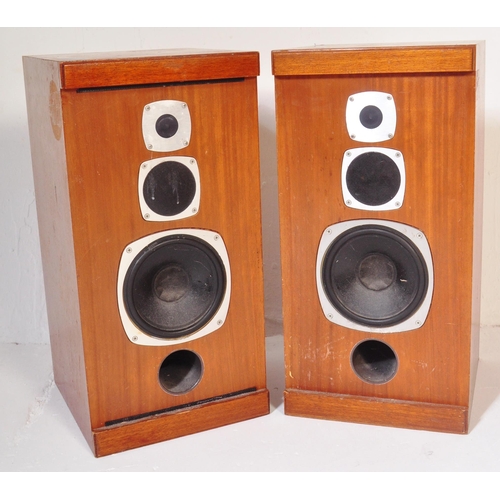 1113 - Castle - A pair of vintage retro 20th century teak cased audio Hi-Fi floor standing speakers. Serial... 