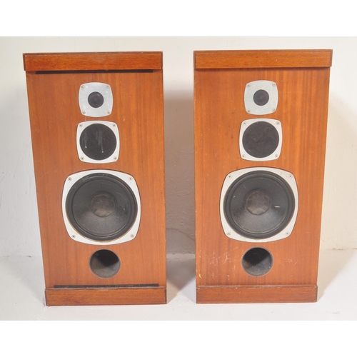 1113 - Castle - A pair of vintage retro 20th century teak cased audio Hi-Fi floor standing speakers. Serial... 