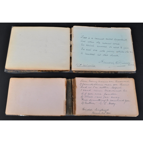 1120 - Two WWI early 20th century circa 1910s autographs albums. The albums holding various poems & drawing... 