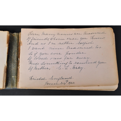 1120 - Two WWI early 20th century circa 1910s autographs albums. The albums holding various poems & drawing... 