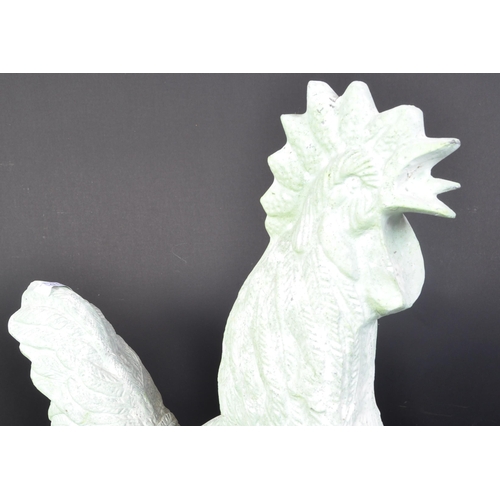 615 - A large vintage 20th century cast platter sculpture of a cockerel having a green glaze.. Measures 60... 