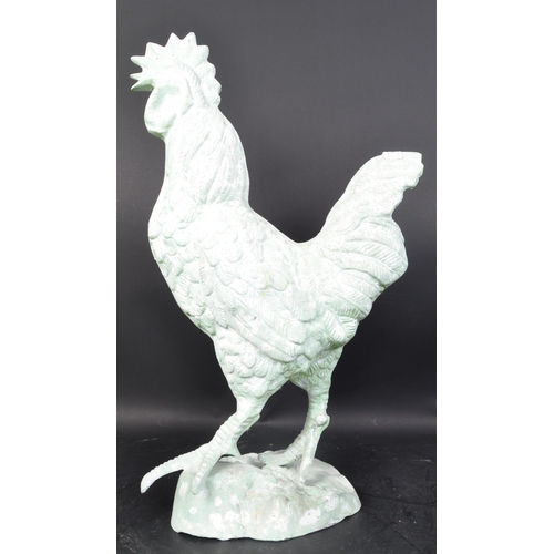 615 - A large vintage 20th century cast platter sculpture of a cockerel having a green glaze.. Measures 60... 