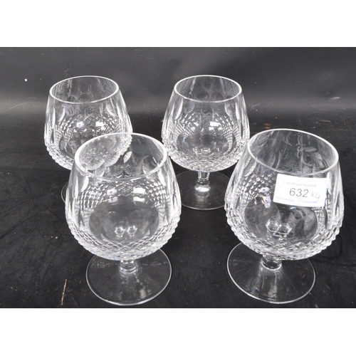 632 - A set of four vintage 20th century Waterford Crystal 'Lismore' brandy cut glass drinking glasses. Ea... 