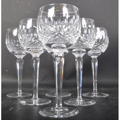 638 - A set of six vintage 20th century Waterford Crystal 'Lismore' hock cut glass drinking glasses. Each ... 