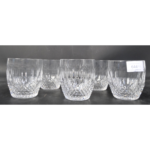 644 - A set of six vintage 20th century Waterford Crystal whiskey cut glass drinking glasses. Each measuri... 