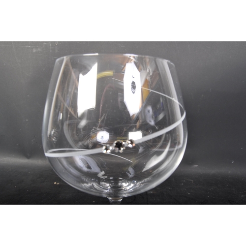 649 - Portmeirion hand crafted glassware. In a display box with brand on front, two large wine drinking gl... 