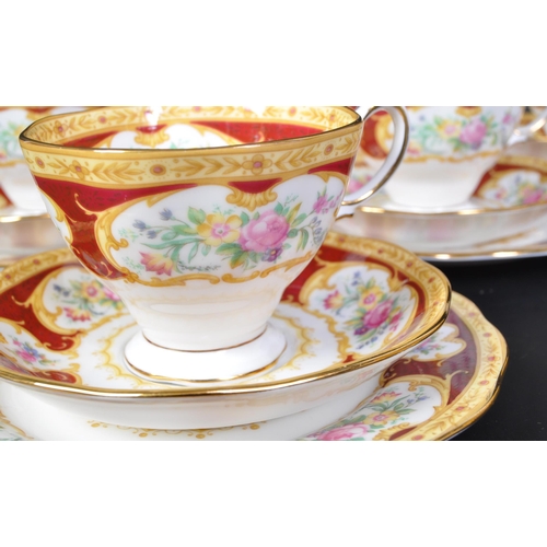 679 - A vintage 20th Century Royal Albert six person tea service in the pattern of Lady Hamilton. The six ... 