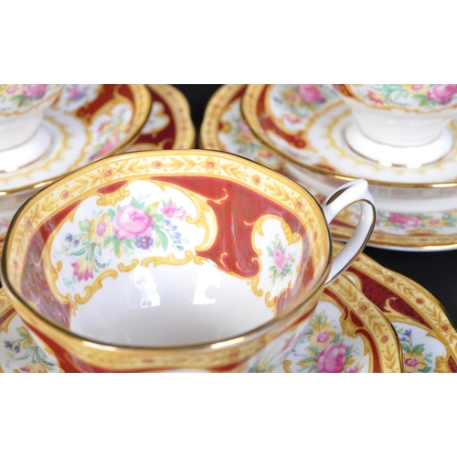 679 - A vintage 20th Century Royal Albert six person tea service in the pattern of Lady Hamilton. The six ... 