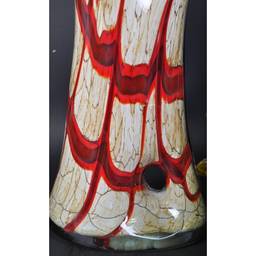 684 - A vintage retro mid 20th century Italian Murano style vase with single handle together with a yellow... 