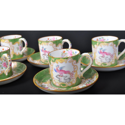 685 - A set of five 20th Century Minton cockatrice coffee / tea service set. Comprising of demitasse cups ... 