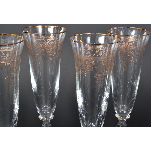 690 - A collection of vintage mid 20th century circa. 1950's gilt glass goblets / vases. Each being of flu... 