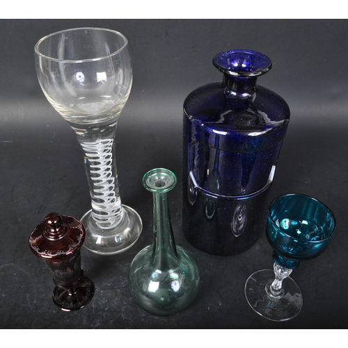 705A - Collection of Victorian 19th century & later cut & studio art glass. The lot to include an air twist... 