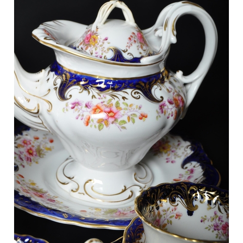 729 - A Victorian 19th century circa 1860 hand painted tea service comprising of tea pot, slop bowl, lidde... 