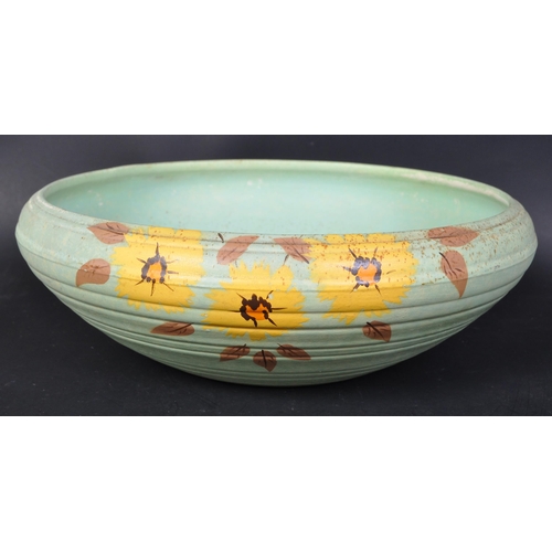 757 - Aston Brentleigh ware, England. A retro vintage 20th Century centre piece fruit bowl. In a green col... 