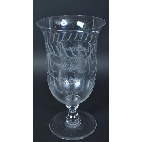 771 - A 19th Century Victorian celery acid etched drinking glass stemmed vase. With flared lipped, taperin... 