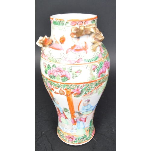 779 - A 19th century Cantonese Chinese vase having hand painted details depicting vignettes with florals a... 