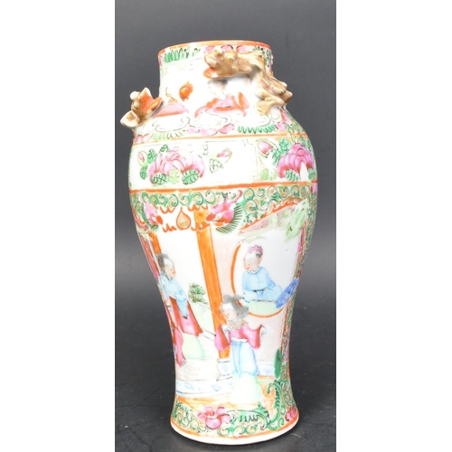 779 - A 19th century Cantonese Chinese vase having hand painted details depicting vignettes with florals a... 