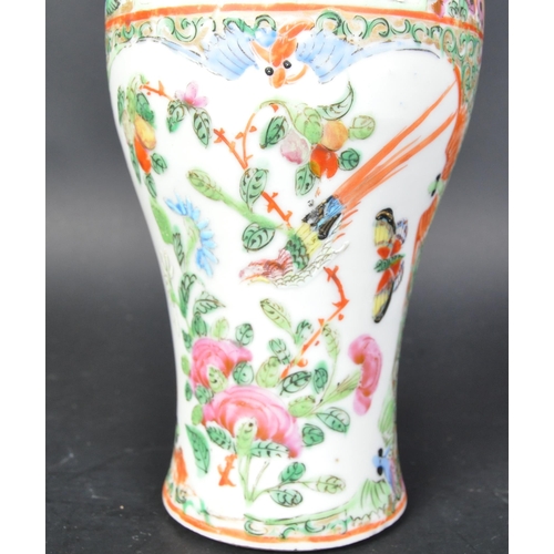 779 - A 19th century Cantonese Chinese vase having hand painted details depicting vignettes with florals a... 