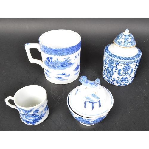 792 - A collection of blue & white 20th Century ceramic Asian Chinese oriental pieces to include two mugs,... 