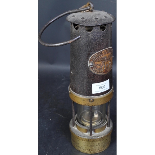 800 - Early 20th century Welsh brass & metal banded miners lamp by Thomas & Williams Ltd of Aberdare. Bras... 