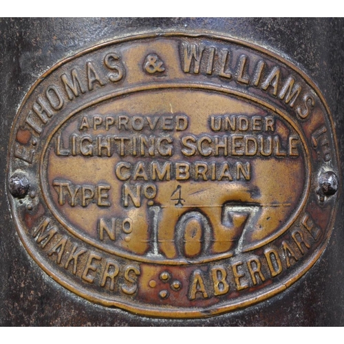 800 - Early 20th century Welsh brass & metal banded miners lamp by Thomas & Williams Ltd of Aberdare. Bras... 