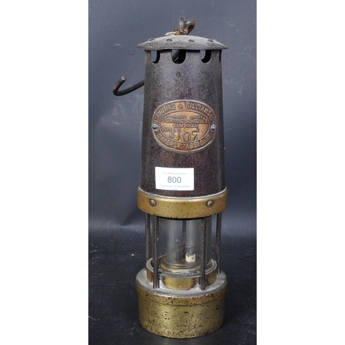 800 - Early 20th century Welsh brass & metal banded miners lamp by Thomas & Williams Ltd of Aberdare. Bras... 