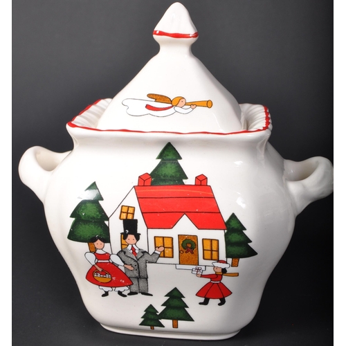 708 - Four late 20th century Mason's Ironstone 'Christmas Village' ceramic lidded pots. Each pot having tw... 