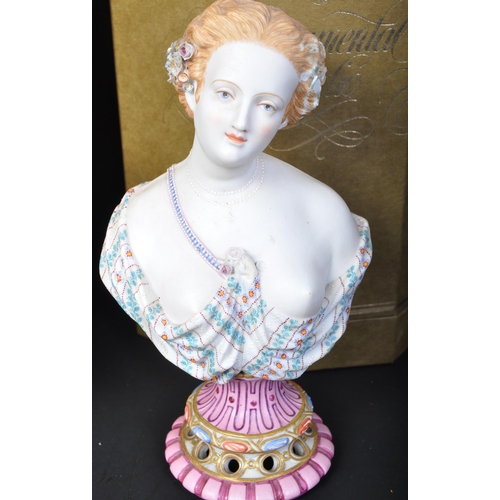 713 - A pair of Royal Worcester 20th Century bisque busts. The ladies having regency hair style with loose... 