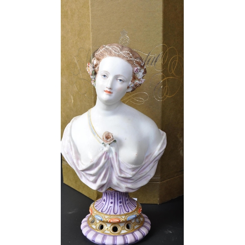 713 - A pair of Royal Worcester 20th Century bisque busts. The ladies having regency hair style with loose... 