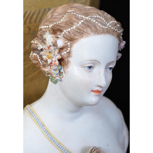 713 - A pair of Royal Worcester 20th Century bisque busts. The ladies having regency hair style with loose... 