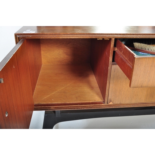 1150 - British Modern Design - Mid century teak wood dressing table chest. Raised on ebonised teak suspensi... 