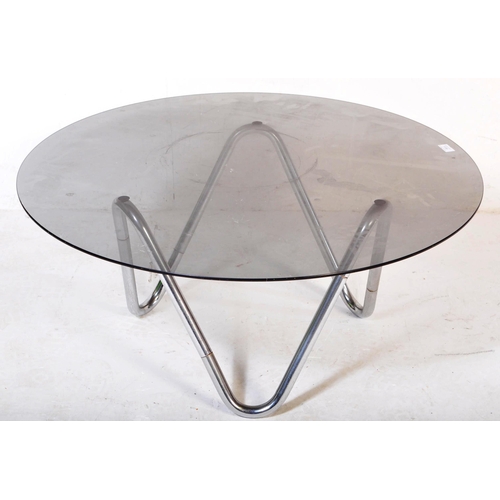 1156 - A retro vintage 20th century glass & chrome occasional coffee round table having a circular removabl... 