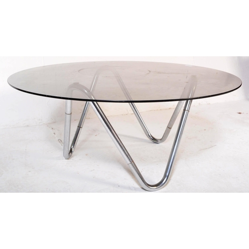 1156 - A retro vintage 20th century glass & chrome occasional coffee round table having a circular removabl... 