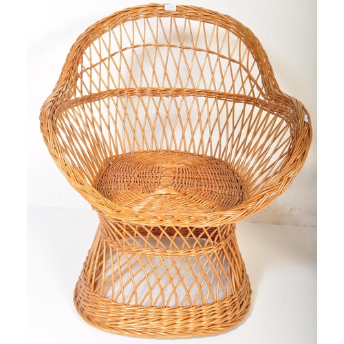 1173 - A vintage retro mid 20th century circa. 1970's wicker egg chair / armchair with accompanying coffee ... 