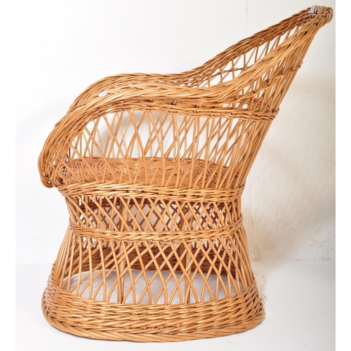 1173 - A vintage retro mid 20th century circa. 1970's wicker egg chair / armchair with accompanying coffee ... 