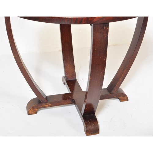 1246 - A vintage 20th Century oak Art Deco style console occasional side table. Of circular form with curve... 