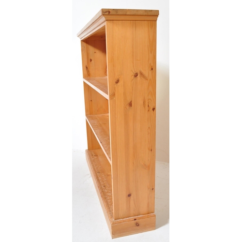 1260 - A Victorian style country pine revival open window bookcase. Raised on plinth base with open window ... 