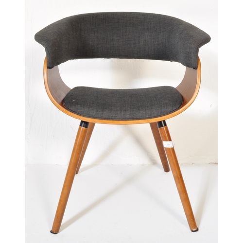 1264 - A retro vintage style desk accent chair of bentwood Eames style construction with floating curved gr... 