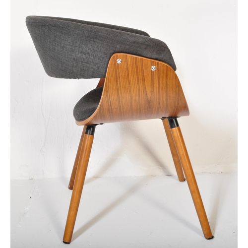 1264 - A retro vintage style desk accent chair of bentwood Eames style construction with floating curved gr... 