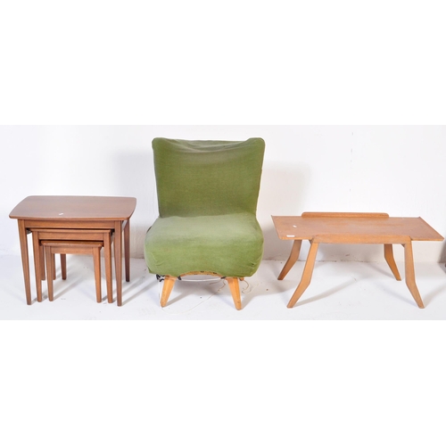 1266 - A collection of retro vintage mid 20th Century teak wood furniture. Comprising of heavily stained co... 